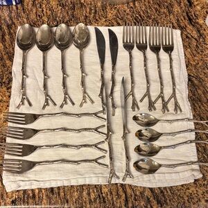 West Elm Silver Branch Design Cutlery Set